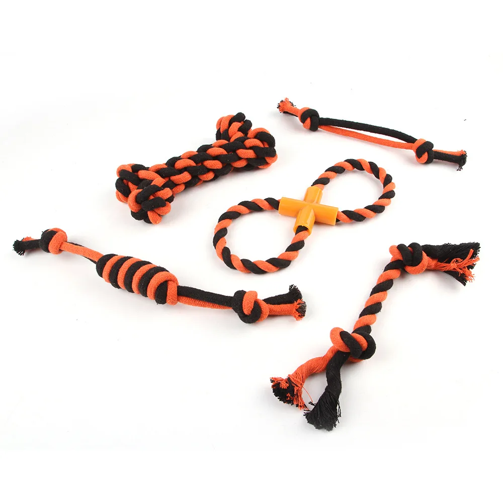 Halloween Dog Toys for Small Dogs Knot Cotton  Rope Ball Dumbbell Puppy Cleaning Teeth Chew Toy Durable Braided Bite Resistant