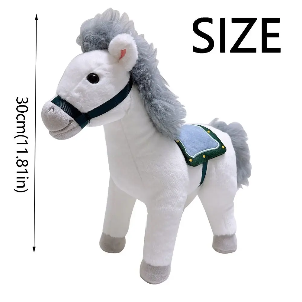 Good Luck Cute Stuffed Animal Horse Soft Kawaii Horse Plush Doll Toys Long Mane Lifelike Cartoon Steed Doll Home Decor