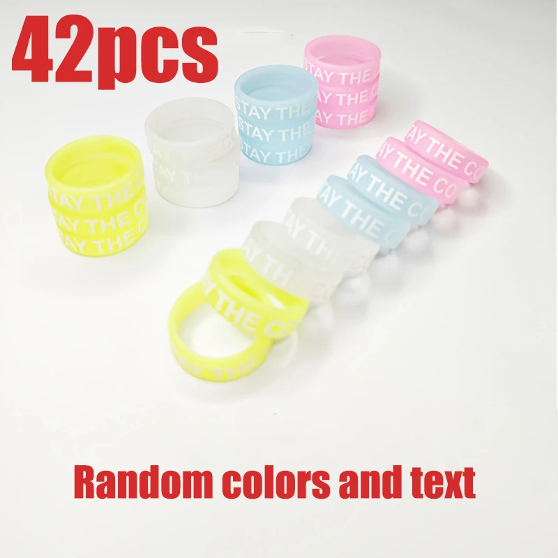 42Pcs Fishing Rod Anti-Slip Silicone Rings, Colorful Glow-In-The-Dark, Decorative Rings, Fishing Gear Accessories, Colors and Text Are Random, Fishing Accessories