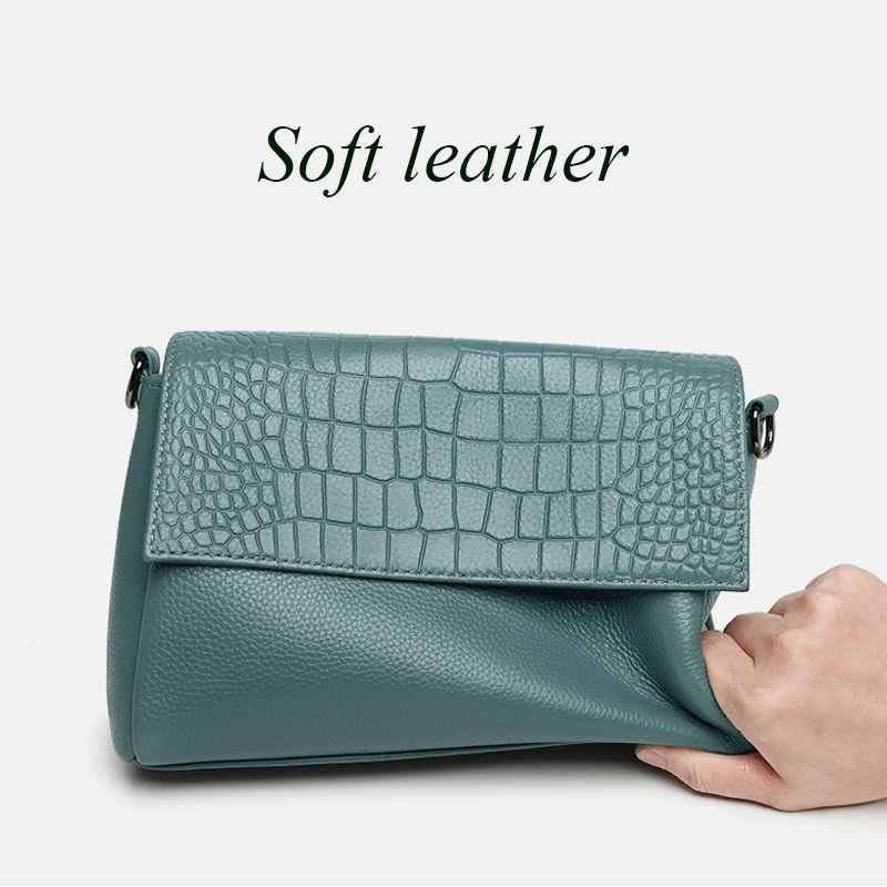 100% Real Leather Lady\'s Shoulder Bags High-grade Crocodile Pattern Embossed Large Capacity leisure Messenger Handbags