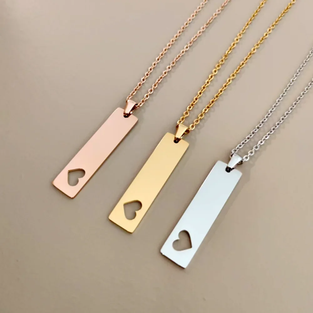 New 10Pcs Dog Tag Necklace Military Army Nameplate ID Blank Pendant Mirror Polished Stainless Steel Jewelry Men Wholesale