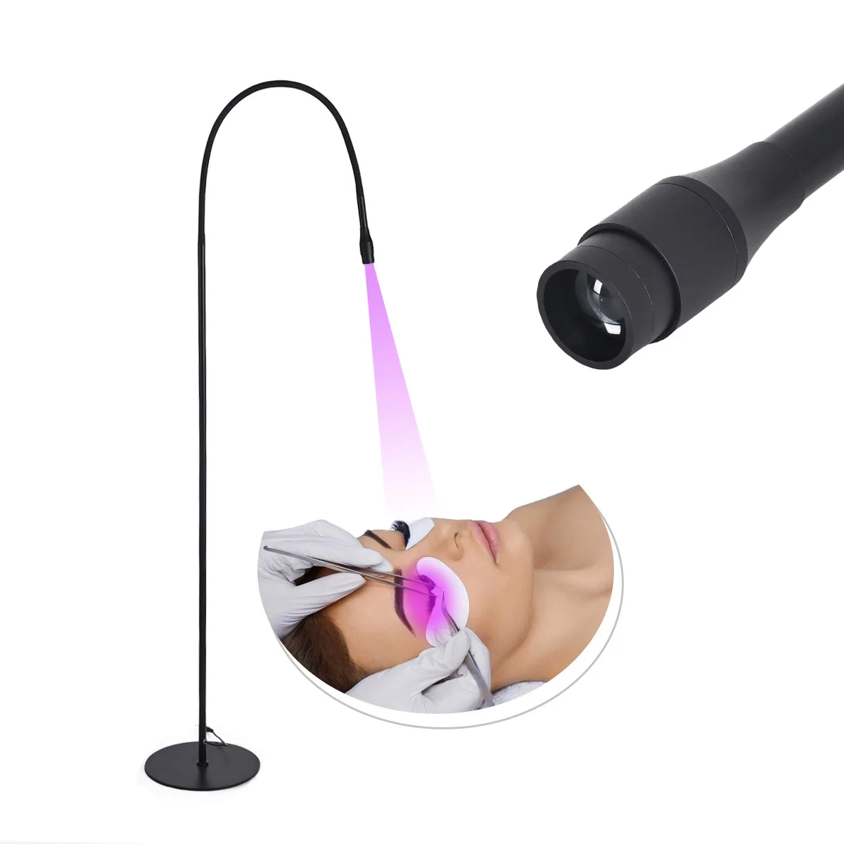 Imagem -04 - Led Cílios Extensões Luz Nail Tech Glue Lamp Potência Ajustável Gooseneck Flexível Cura da Luz uv