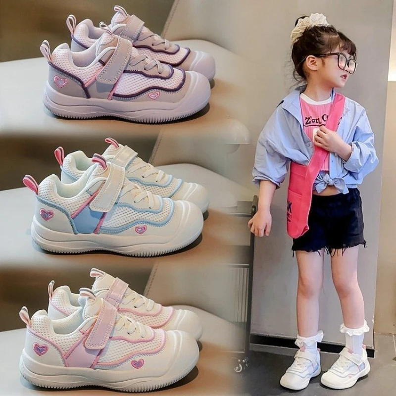 

Girls' Casual Shoes Pink Mesh Breathable Children's Shoes for Ages 3-18 Light Blue Spring Fall Fashion Versatile Kids' Sneakers