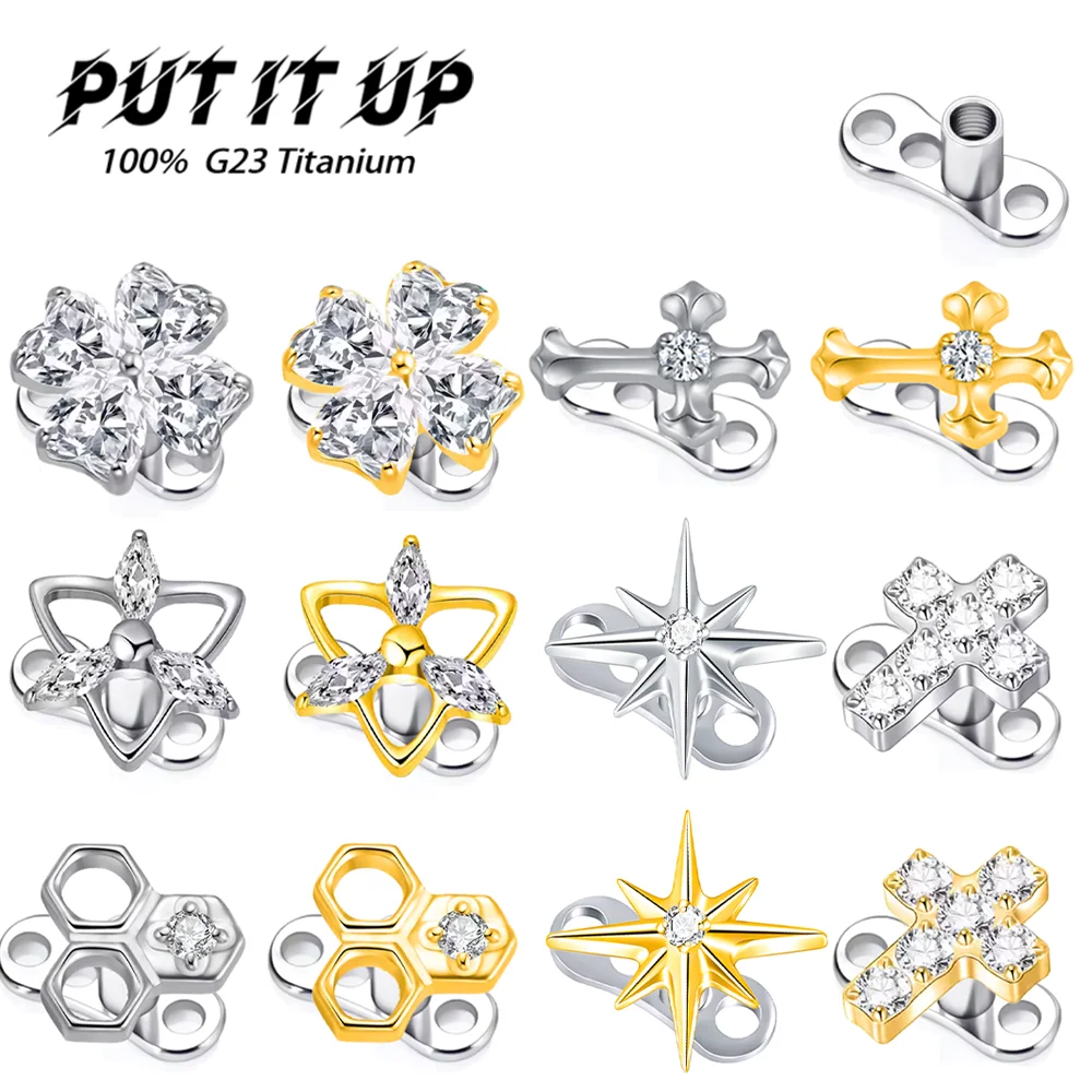 PUTITUP 1/5 Stück F136 Titanlegierung, hochwertiges, verstecktes Schlüsselbein-Anker-Set, stilvoll, implantierbar, vergrabener Pin-Piercing-Schmuck