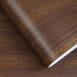 Dark Brown Walnut Wood Grain Paper Waterproof Peel and Stick Wallpaper Decorative Furniture Sticker Self-Adhesive Film