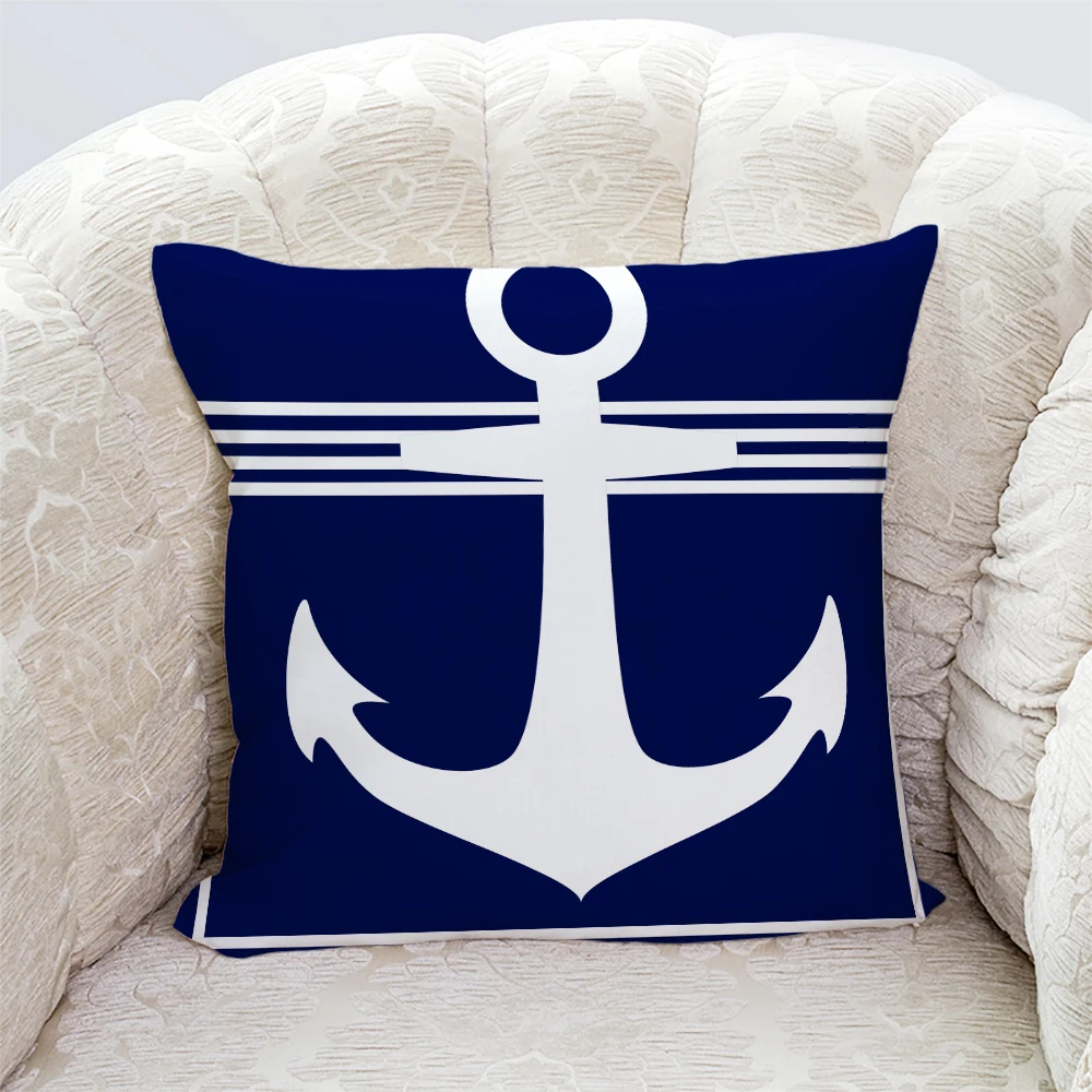 Pillow case aesthetic Pillow cases 50x50 Starfish Shell Compass Anchor Nautical Series Printed Pillowcase Living Room Sofa