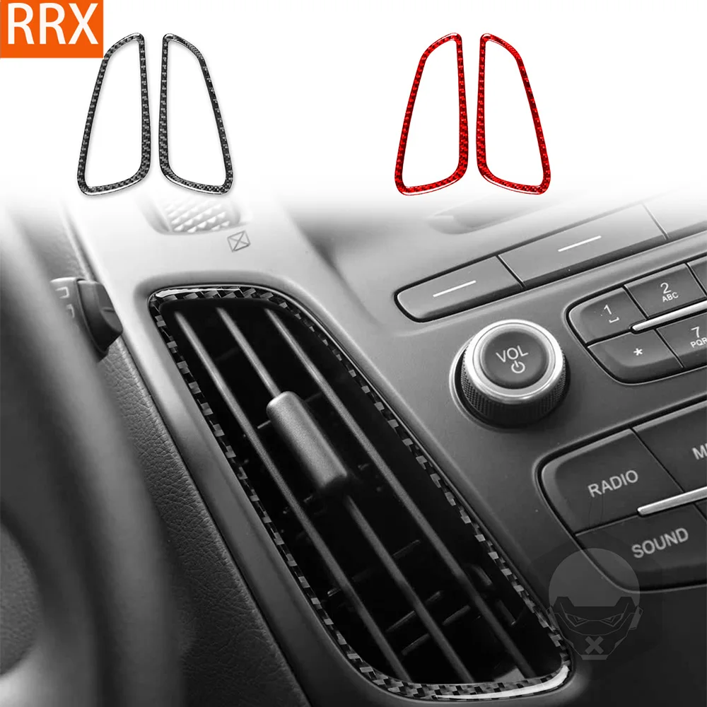 Para ford focus se rs st ecoboost 2015-2018 adesivos de fibra de carbono real painel de saída de ar central acessórios do carro dentro decorativo