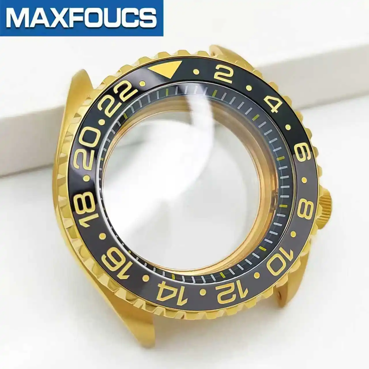SKX Classic Shiny Gold Uhrengehäuse 4-Uhr-Krone Edelstahl-Finish MOD NH35 NH36 4R36 Saphirglas Kundenspezifisches Zubehör – Detail 12