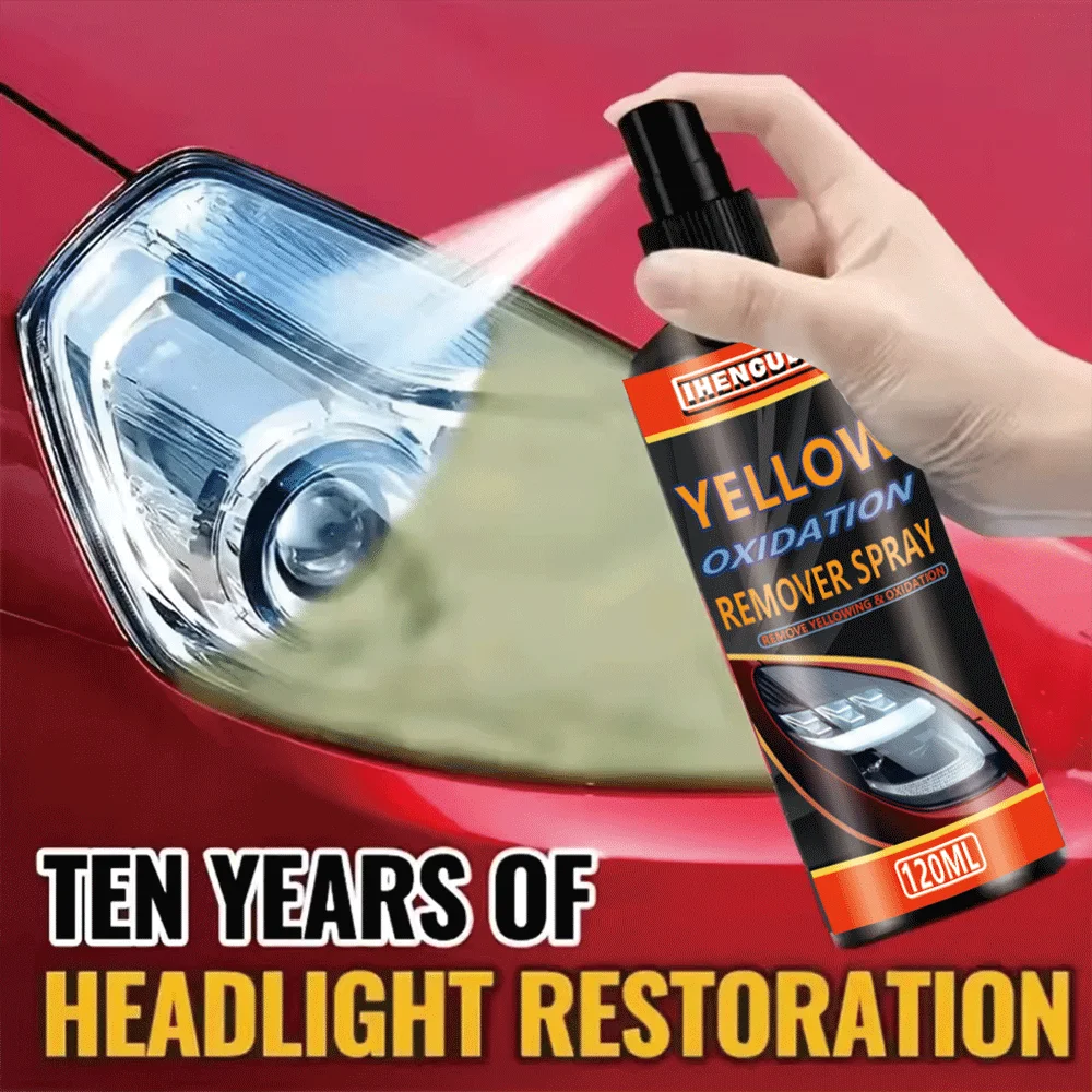 Headlight Restoration Spray-Ceramic Coating Kit to Restore Clarity & Prevent Yellowing, Long-Lasting UV Protection for Car Light