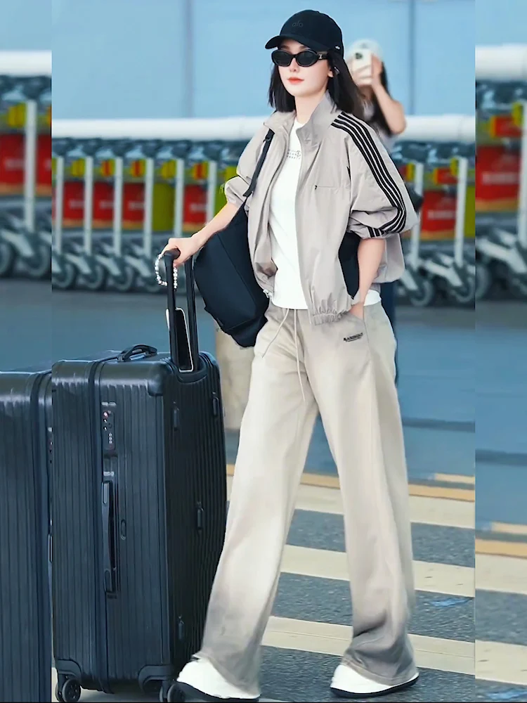 

Fashionable Sportswear Set Women's Spring 2026 New Style Age-Defying Outerwear Top Wide Leg Pants Two-Piece Set Casual Sports...