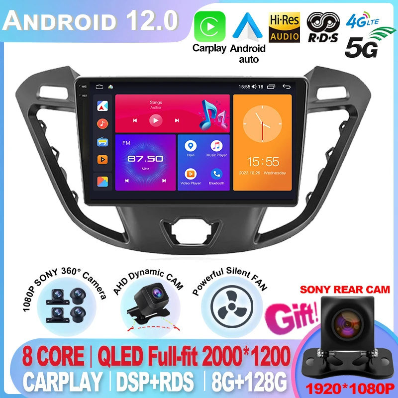 

For Ford Transit 2015 2016 2017 2018 8G 128G Car Radio Multimedia Video Player Navigation GPS Android Auto Carplay No 2 Din DVD