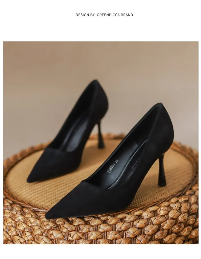 Fashion Black High Heels Female Professional Working Pumps Stiletto Sexy Shallow Toe Single Shoes Size 35-40 Dress Wedding Shoes