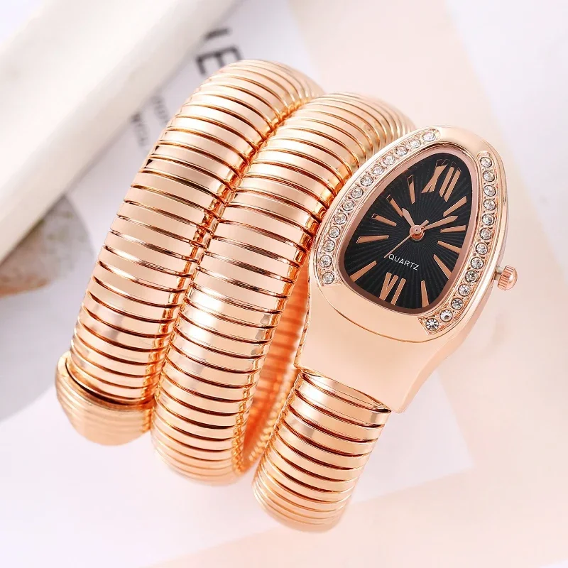 

1 шт.-серпантинные роскошные модные женские кварцевые часы: высококачественный наручный шедевр с инкрустацией бриллиантами