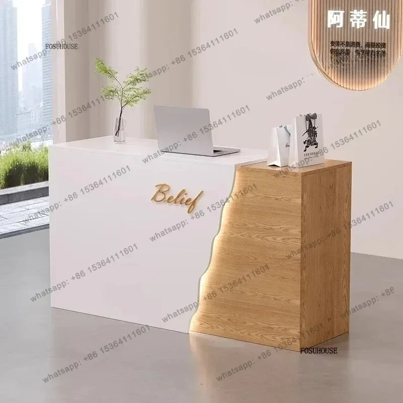 French styleFrench style Modern Simple Office Reception Desks Small Bar Table Beauty Salon Reception Desk Counter Clothing Store