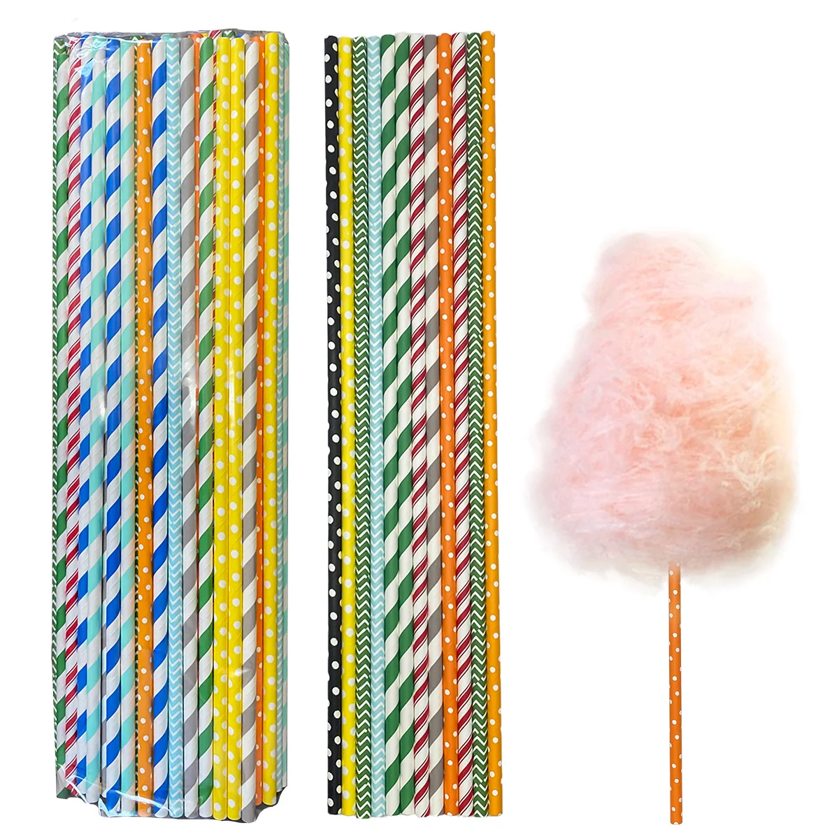 100pcs Cotton Candy Cones Multicolor Cotton Candy Paper Cones for Cotton Candy Making Cotton Candy Holder Sticks for Party