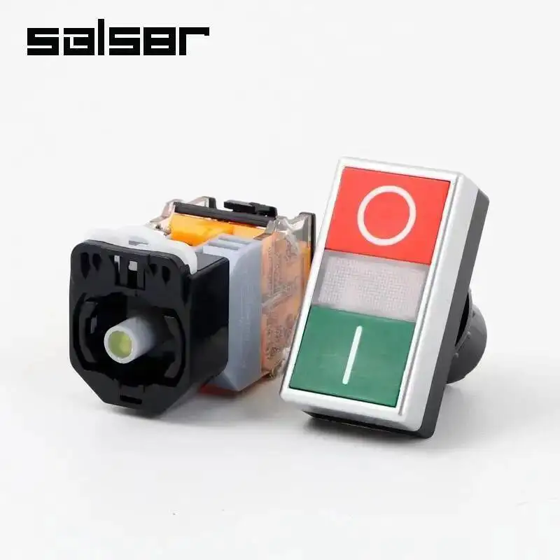 Interruttore a pulsante a testa piatta da 22 mm LA38-11D/RG Rosso Verde con luce ON-OFF Ripristino momentaneo Contatto in ottone/argento