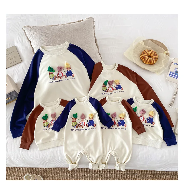 2025 New Family Sweatshirt Newborn Baby Romper Three-dimensional Puppy Adult Kids Shirts Tops for Dad Mom Daughter Son Clothing