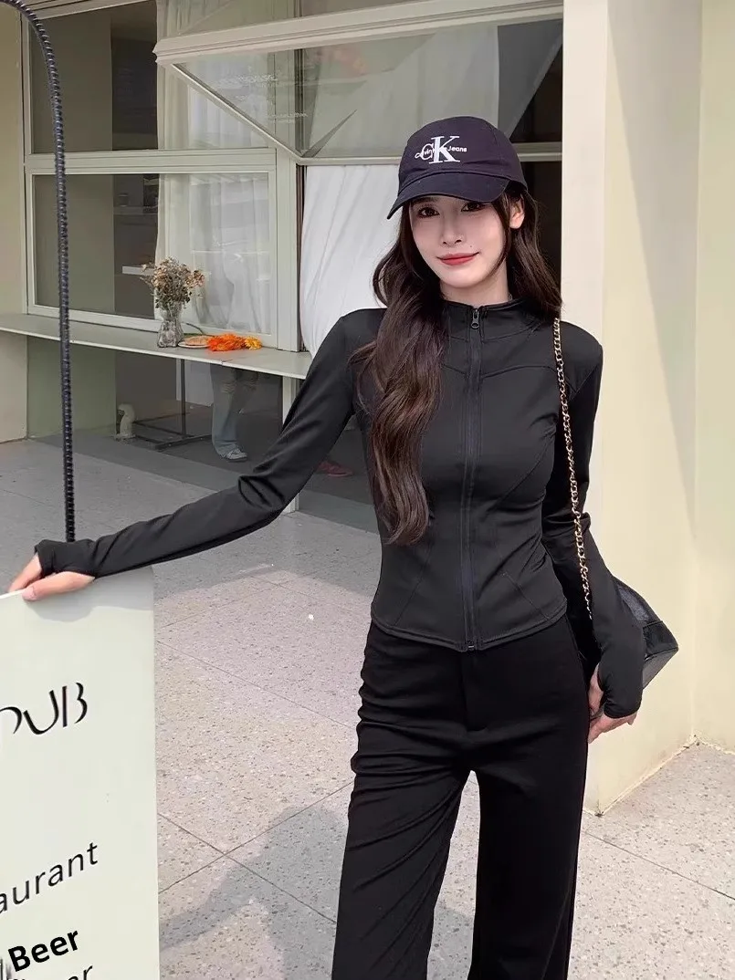 Women's Sport Jaet 2025 New Sle Fitn Outdoor Morning Run Stand Collar Warm Top Slimming Casual Faion ort Coat