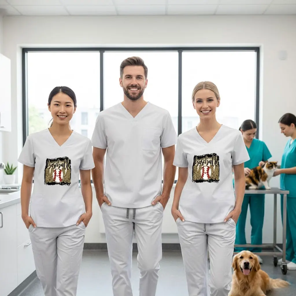 

Комплект униформы унисекс для больниц и мастерских: хирургический халат с V-образным вырезом и короткими рукавами, спецодежда для официантов