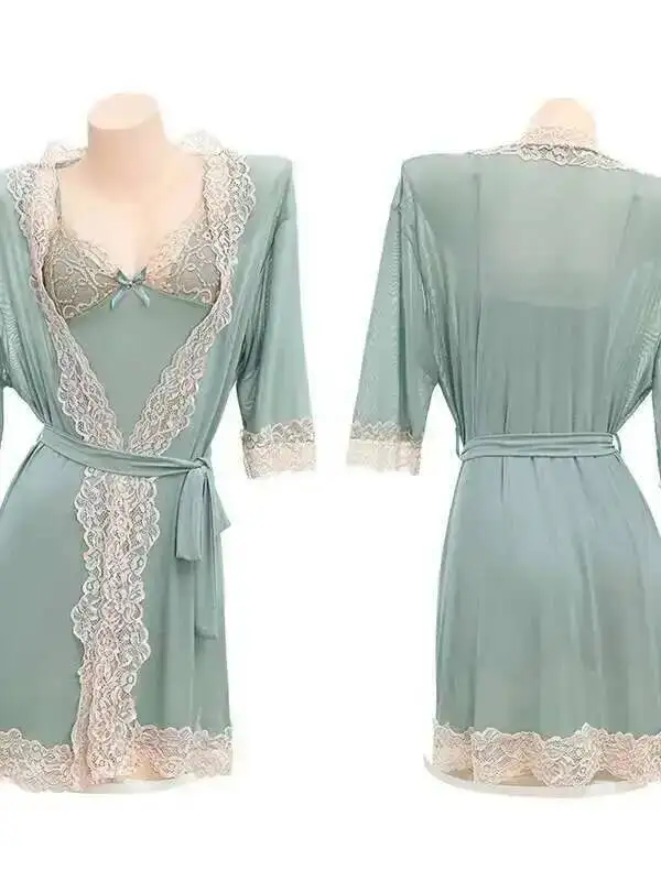 플러스 사이즈 실크 나이트가운 여성용 새틴 섹시 드레싱 가운 나이트드레스 매력적이고 편안한 부드러운 드레스 우아한 1P58