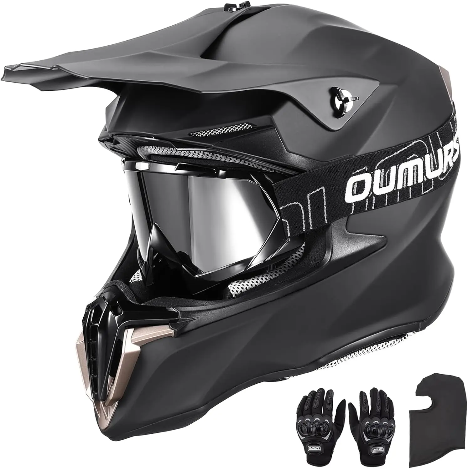 

Adult ATV Dirt Bike Helmet with Goggles Gloves & Mask Adjustable Sun Visor Motorcycle Adult Helmet Off-Road Motocross Downhill M