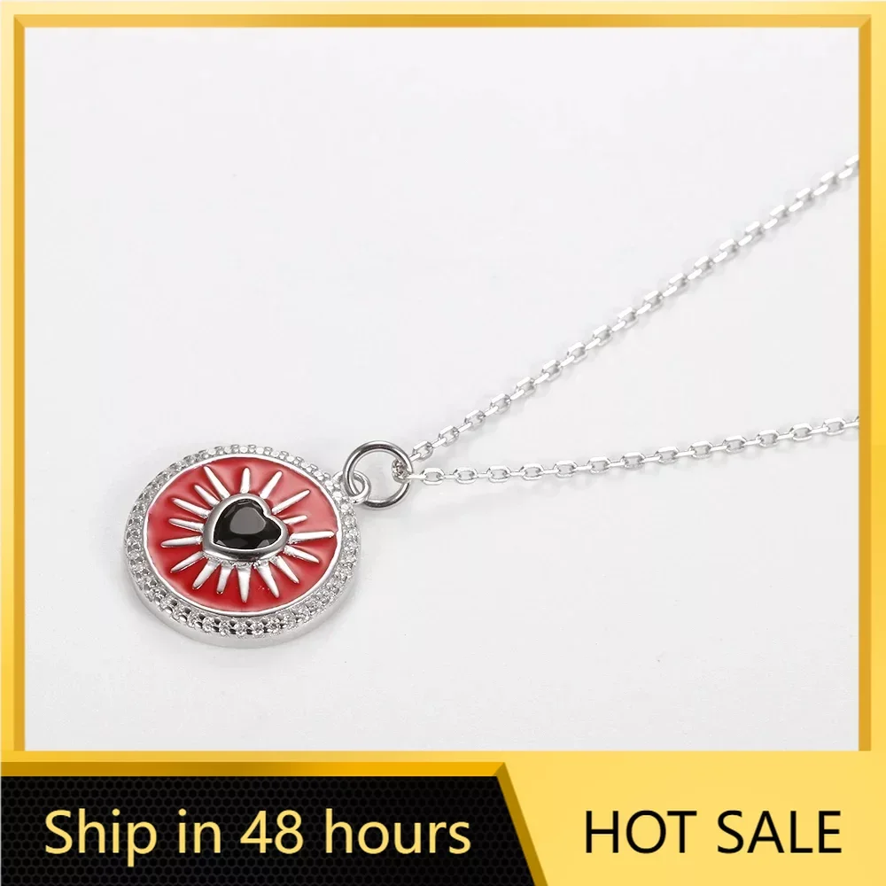 

Женское ожерелье из серебра 925 пробы с подвеской в виде круглого сердца и солнечного света