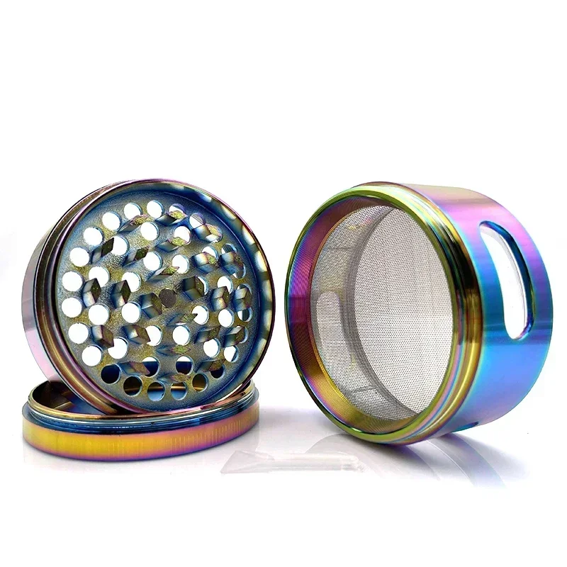 Tobacco Grinder Spider Shape 4 Layers 63mm Rainbow Color Zinc Alloy Herb Grinders Kitchen Crusher