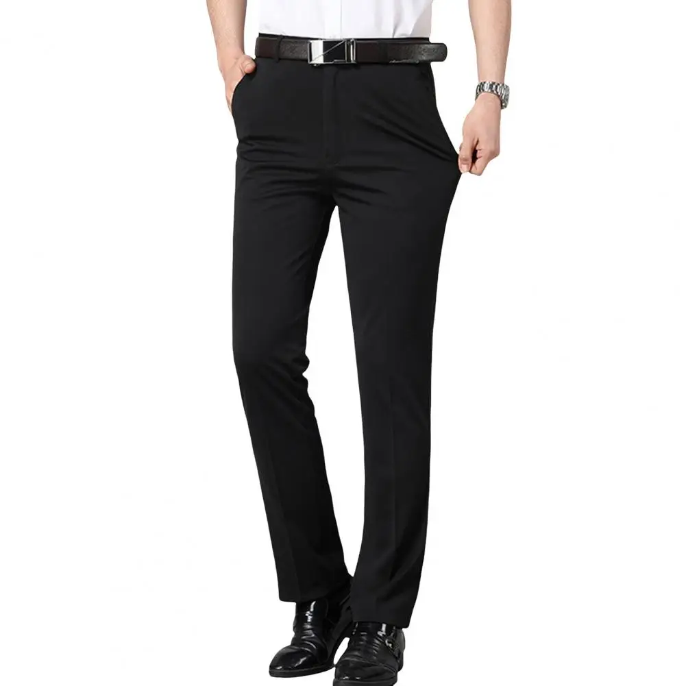 Pantaloni elastici Slim Fit pantaloni eleganti da uomo Slim Fit stile Business formale con tasche elastiche cerniera con bottone per ufficio