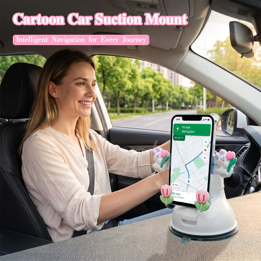 Immagine 6: Supporto Creativo per Telefono da Auto con Clip per Bocchetta dell'Aria, Design Cartone Animato, Stabile per Navigazione e Guida Quotidiana