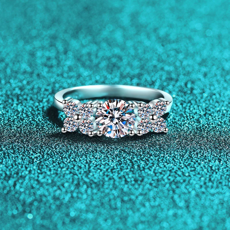 Moissanite Ring  S925 Sterling Silver Full Pav Starry Sky Band, Minimalist Instagram Style, Unique Finger Ring Holiday Gift