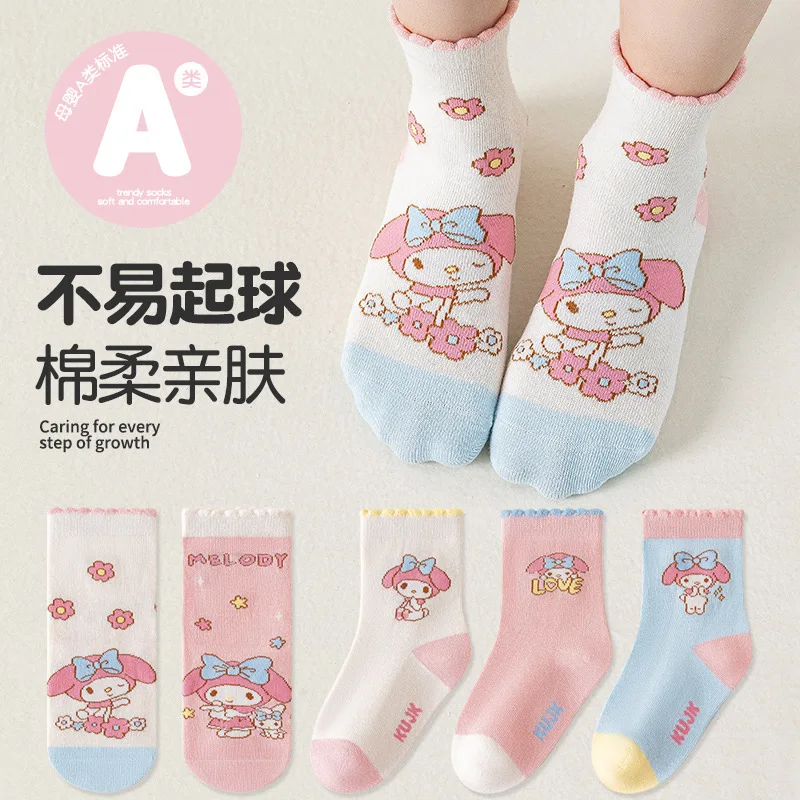 

Sanrio Socks Anime My Melody Cartoon Girls Autumn And Winter Pure Cotton Socks Cute Versatile Comfortable Children's Socks Gift