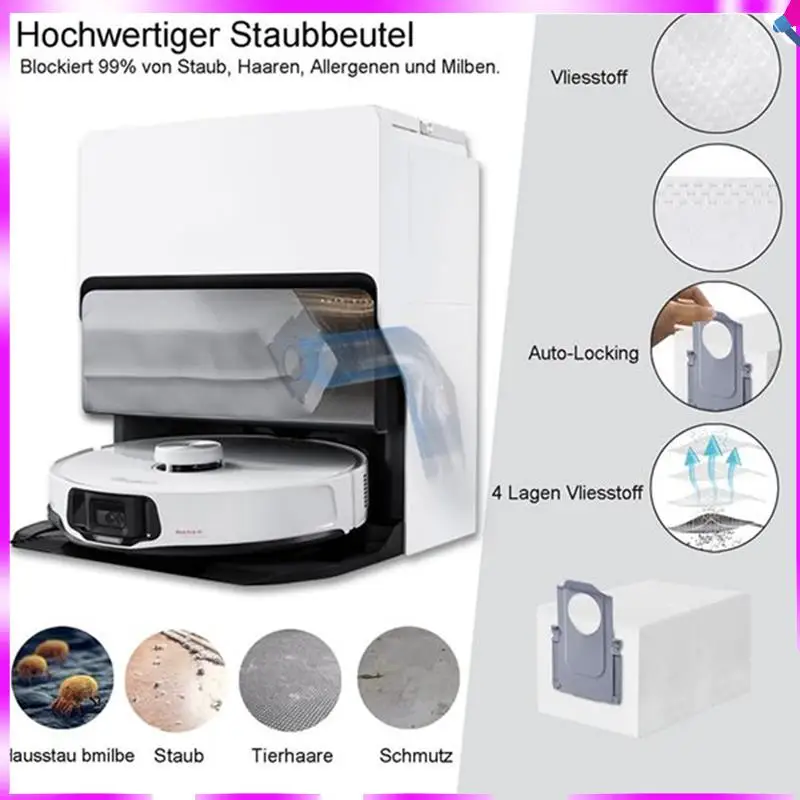 로보락 S8 Maxv Ultra / P10 A7400RR / Q Revo / Qrevo Pro / Qrevo Maxv / Qrevo S / Qrevo Plus용 N96R 4개입 먼지 봉투 (교체용)