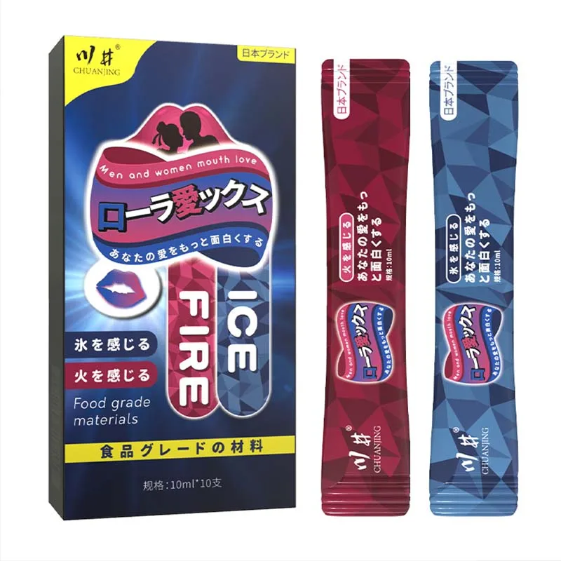 Lubricante Oral con Sabor a Fresa y Menta, 10 Unidades, Efecto Frío/Calor, Estimulante, a Base de Aceite, para Sexo Oral