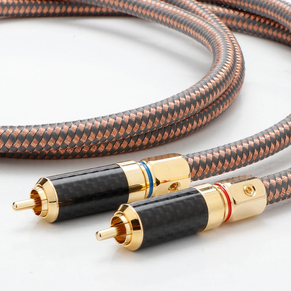 アキュフェーズ 40 周年記念 OCC 銅 RCA ケーブル - カーボンファイバー金メッキプラグ Hi-Fi オーディオ相互接続、アンプ/DAC/TV 用