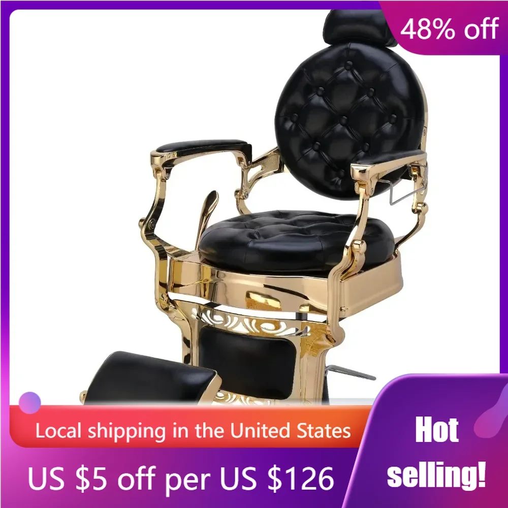 

Swivel Chair Hydraulic Recline Salon Beauty Styling Chair Retro, 360 Degree Swivel for Hair Stylist Tattoo, Tufted Button