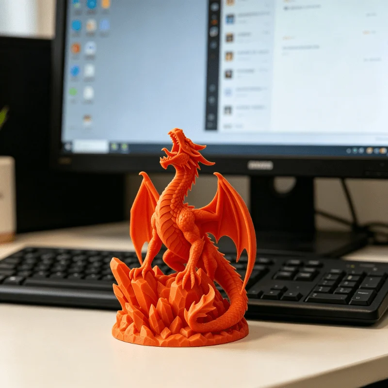 Fantasy Awakening Dragon Statues 3D Printed Winged Dragon Figurine Rock Base Desktop Bookshelf Decor Collectible Ornaments Gifts