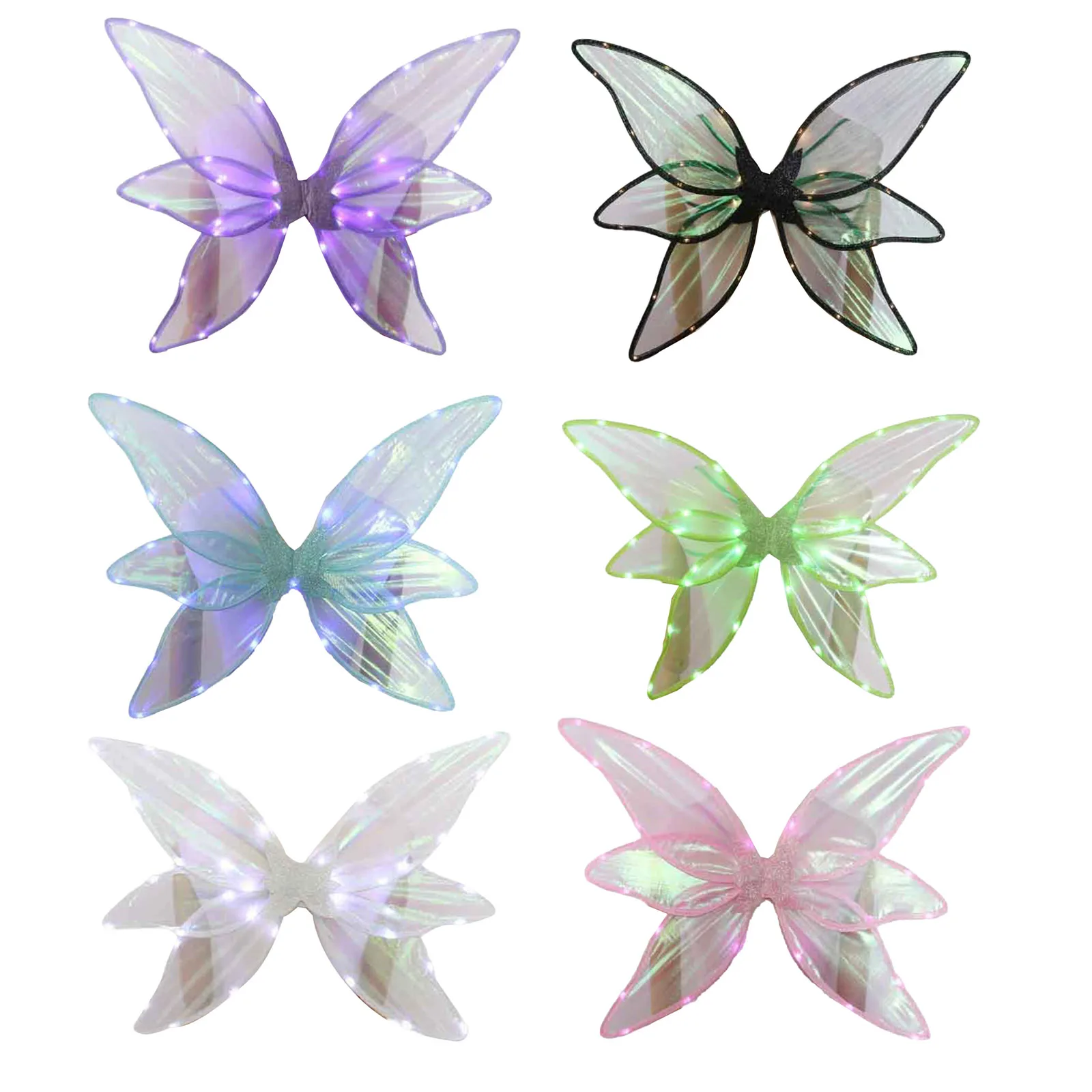 Kids Girl Elf Wings Light up Fairy Wings LED Butterfly Wings Halloween Cosplay Costume Birthday Wedding Dress Up Party Accessory