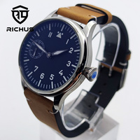 44mm Men‘s Watch Leather Watch Strap 30 meter Waterproof Green Luminous ST3600 Seagull 6497 Movement Sport Wristwatches