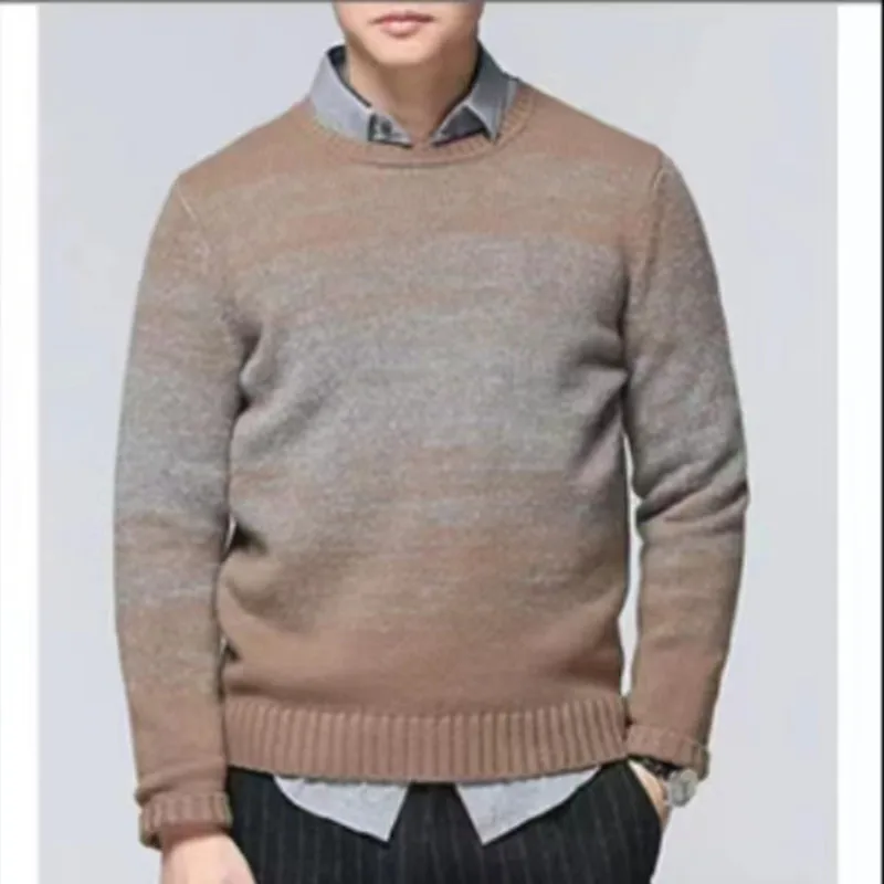 

Мужской вязаный свитер из смесового кашемира с круглым вырезом, универсальный, деловой, формальный, зимний, с длинным рукавом, прямого кроя, для молодежи, для повседневной носки