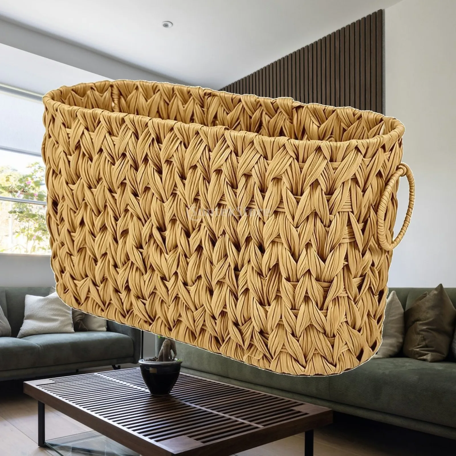 Rigid Structure Storage Basket Lightweight Container for Entryway Shoe or Hallway Item Organization