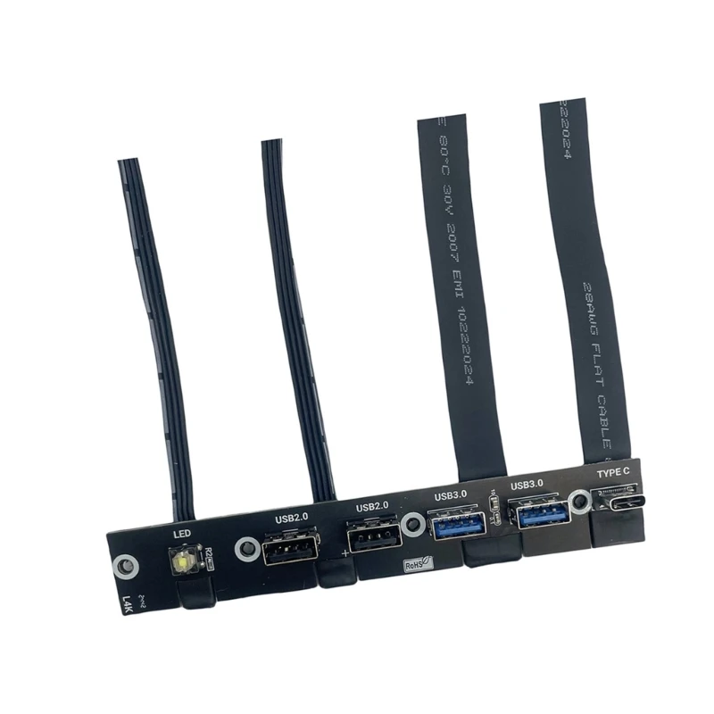 USB3.0 Painel frontal Hub Painel 2 Porta USB3.0+2 PORT USB2.0+1 PORTA TIPO C 20G+LED CUBRO LED para PC CASE Desktop A4WF