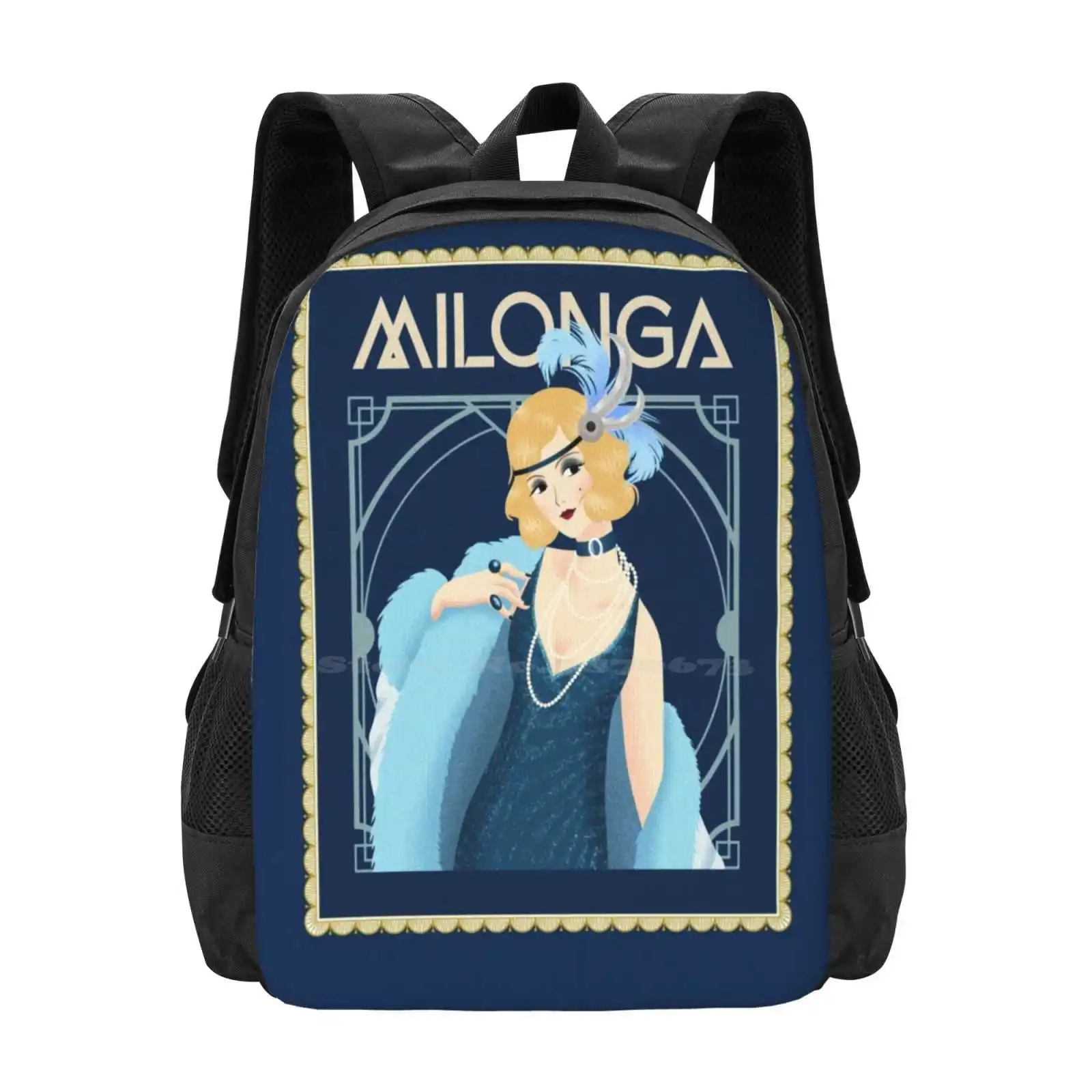 

Синий арт-деко 1920-е годы стиль Танго Милун хлопушка плакат школьные сумки дорожный рюкзак для ноутбука Argentine Tango Milonga Tango