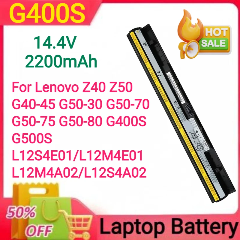 14.4V 2200mAh G400S Untuk Lenovo Z40 Z50 G40-45 G50-30 G50-70 G50-75 G50-80 G400S G500S L12S4E01/L12M4E01/L12M4A02/L12S4A02