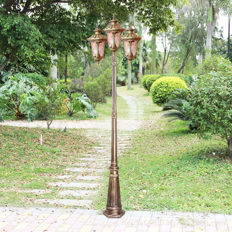 European Style Courtyard Three Head Outdoor Community, Garden, Villa, Landscape, Road High Pole Streetlights ≈230CM
