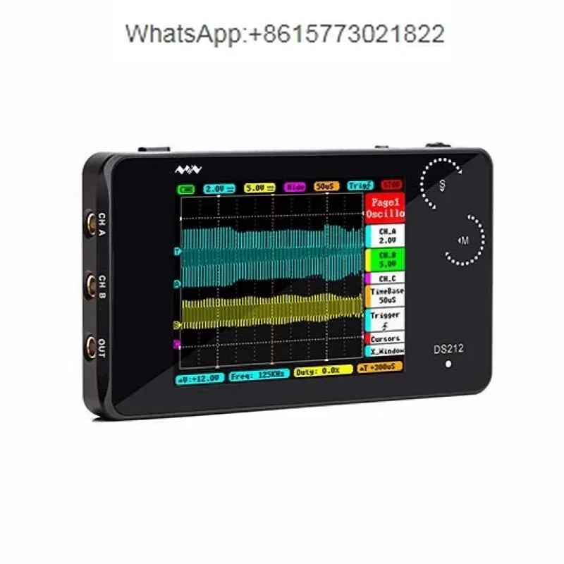 DS212 Digital Storage Oscilloscope Handheld Small Mini Portable Dual Channel Oscilloscope Auto Repair Instrument