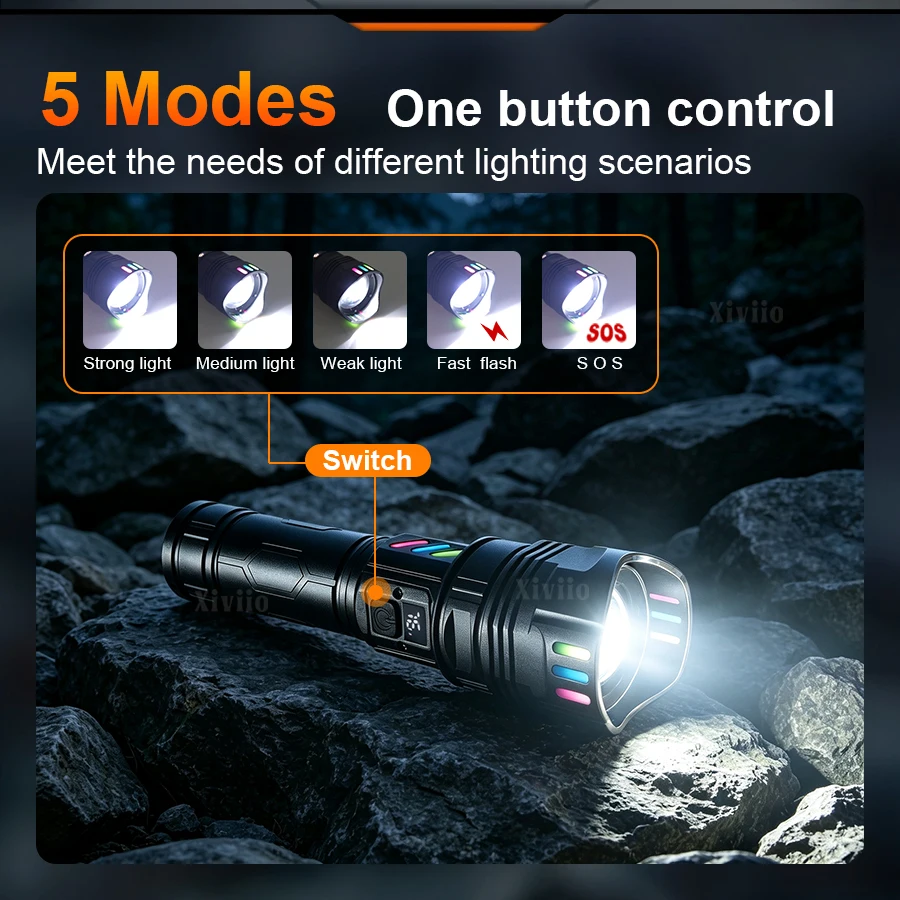 Super Powerful Flashlights 18000000 High Lumen 3000W Ultra Powerful Torch Lamp Rechargeable Telescopic Zoom Tactical Flashlight