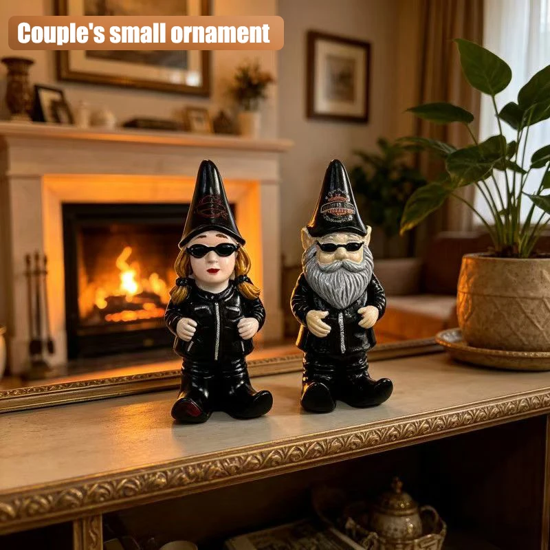 Wedding Decor Doll Figurine Lovers Figures Couple Miniature Motorcycle Leather Jacket Harley Couple Ornament Valentine Day Gift