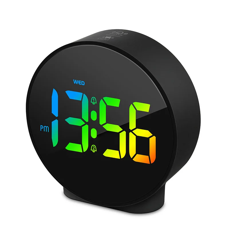 Digital Alarm Clock LED Desk Travel Electronic Clock Dual Alarm 12/24H Snooze Week Display Bedside Clock Table Clock
