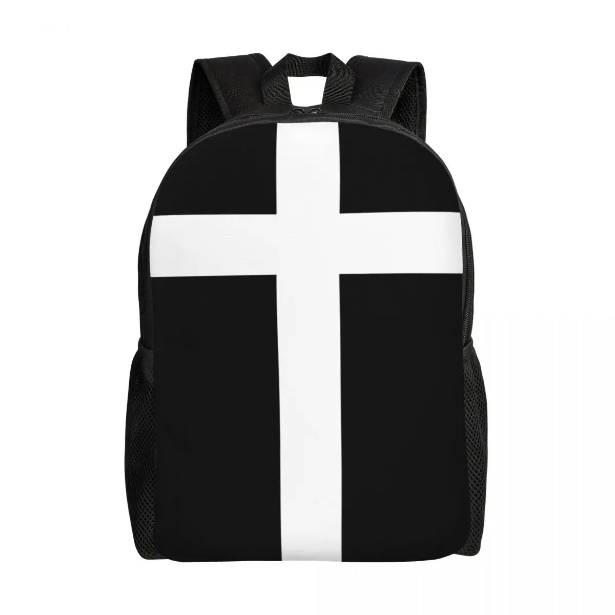 Customized Catholic Jesus Cross Laptop Backpack Men Women Casual Bookbag for College School Students Christian Religious Bag