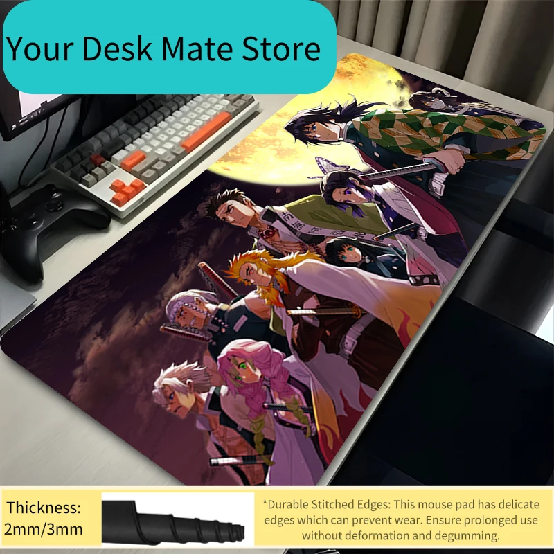 Mousepad Anime D-demon Slayer Computer Accessories Keyboard Mouse Mat Lock Edge Non-slip Rubber Mouse Pad Gamer Laptop Desk Mats